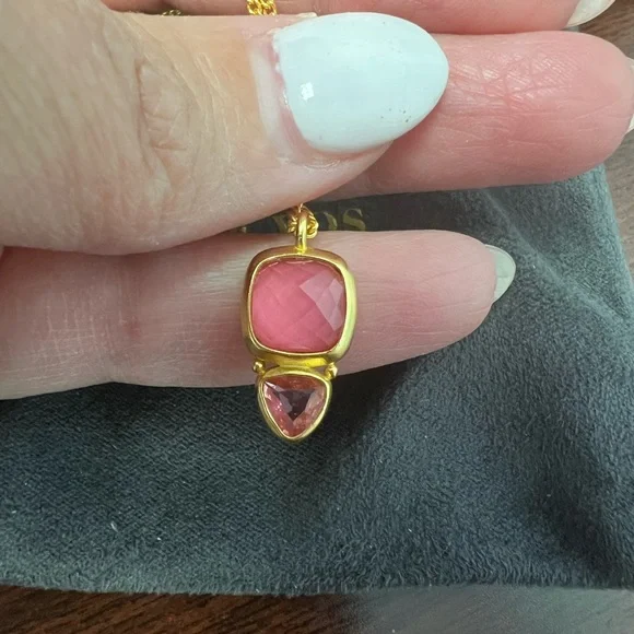 Julie Vos Gold Necklace with Pink Accents - Picture 3 of 6